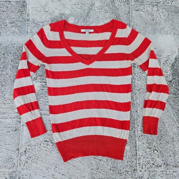 Papaya Tops - Papaya Women Top Long Sleeve Striped Light Weight Sweater V Neck Size S